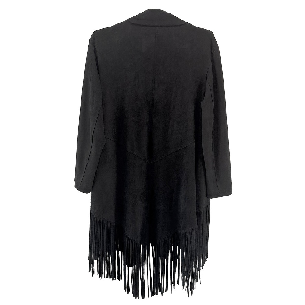 JOH Faux Suede Fringe Cardigan Coat • Small / Medium • black • boho western - Picture 4 of 9